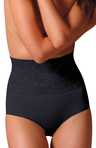 Control Body Shaping Brief With Screen Print Lace Nero