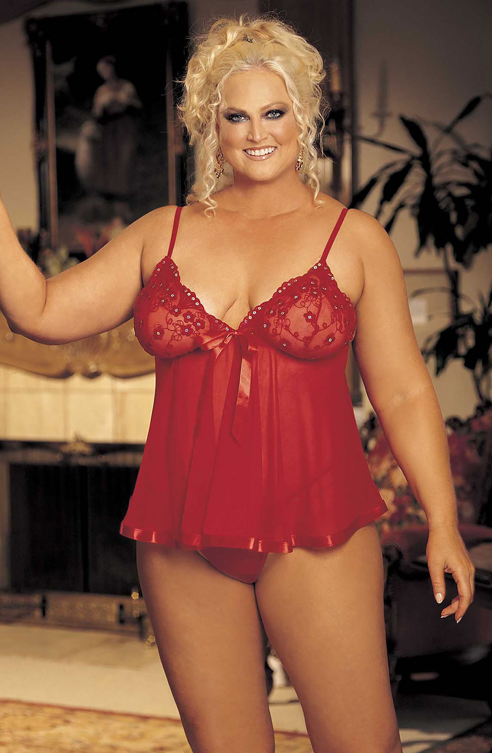 Shirley of Hollywood Babydoll (Plus Size) Red One Size