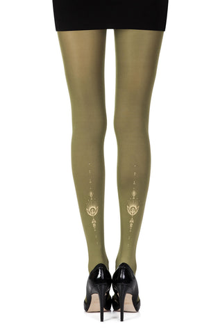 Zohara "Jewel In The Night" Green Print Tights